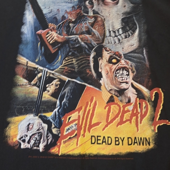 Evil Dead 2 Shirt Men's XL Black Skull Chainsaw Dead By Dawn Short Sleeve 2016 - Picture 3 of 10